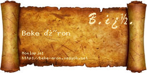 Beke Áron névjegykártya